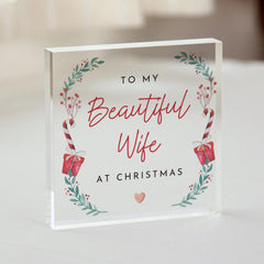 Beautiful Wife Acrylic Plaque Christmas Gift, Romantic Keepsake for Newlywed