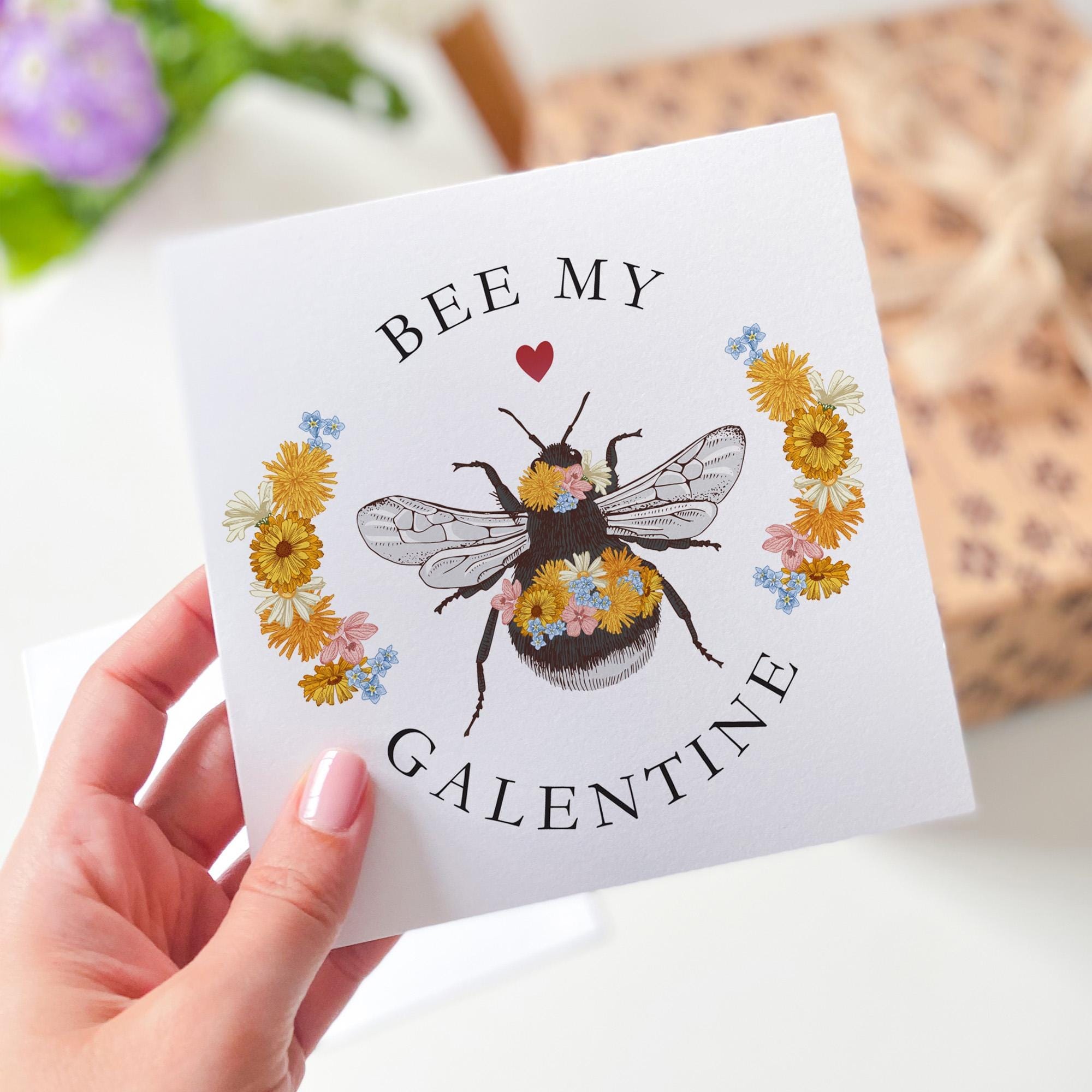 Bee My Galentine Card Floral Bumblebee Design for Best Friends Sisters or Special Galentine Celebrations Happy Galentine's Day
