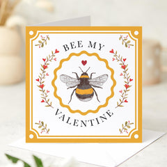 Bee My Valentine Card Cute and Punny Valentine's Day Greeting for Husband Wife Boyfriend Girlfriend or Partner Funny Valentines Gift Card