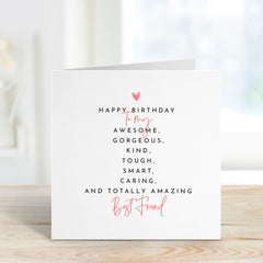 Best Friend Birthday Card Happy Birthday Card For Friend To My Amazing Friend Card Bestie Best Friend Birthday 18Th 21St 25Th 30Th 40Th 50Th