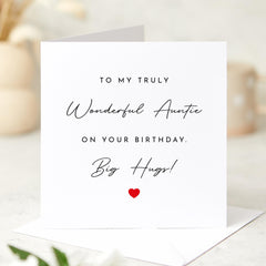Birthday Card for Auntie from Nephew or Niece Cute Heart Design with Thoughtful Message Lovely Birthday Card for a Special Aunt