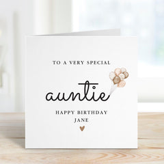 Birthday Card for Auntie To My Wonderful Auntie Personalised Birthday Card with Balloons from Niece or Nephew Fun Cute Appreciation Auntie's