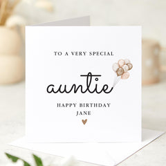 Birthday Card for Auntie To My Wonderful Auntie Personalised Birthday Card with Balloons from Niece or Nephew Fun Cute Appreciation Auntie's