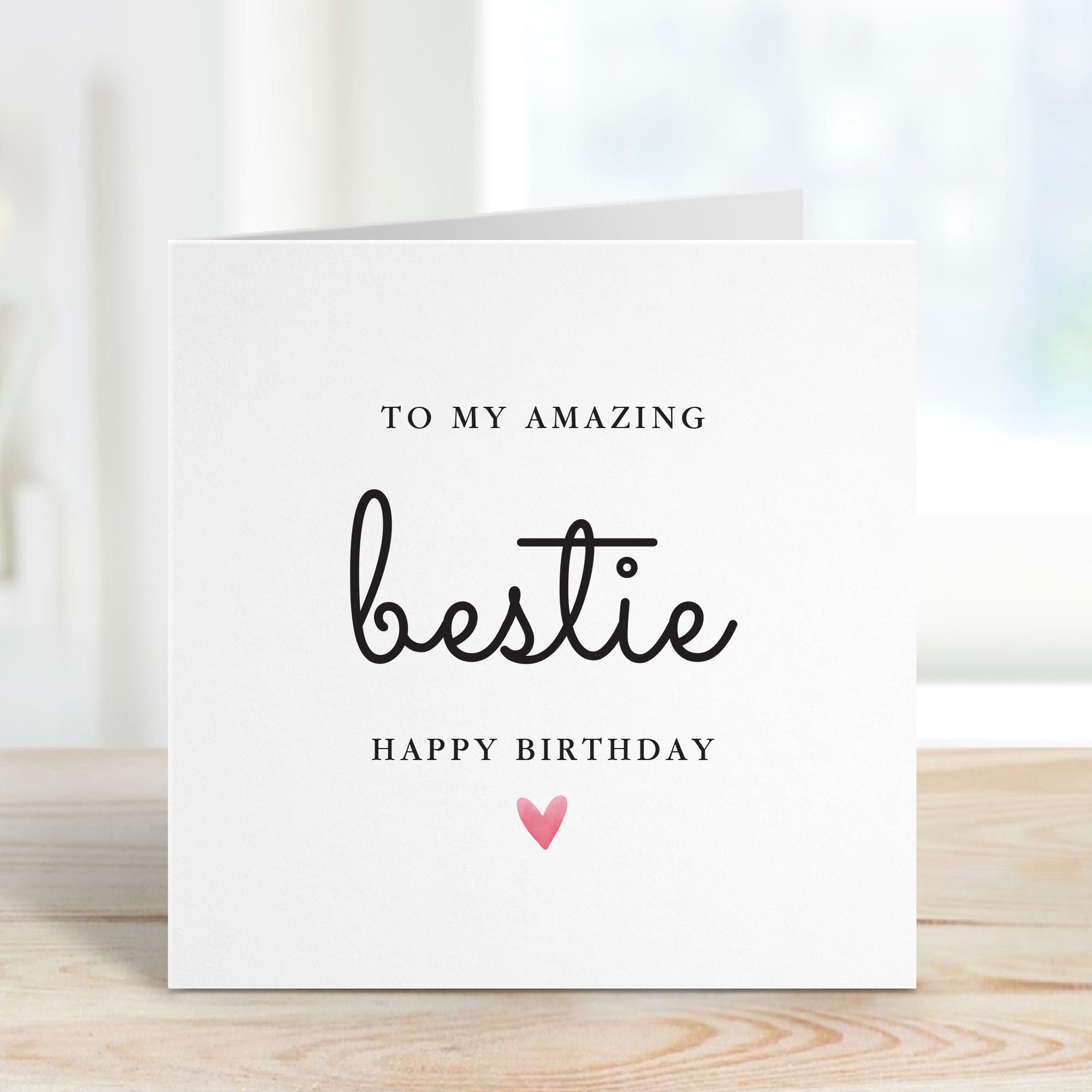 Birthday Card for Best Friend – To My Amazing Bestie – Minimalist ...