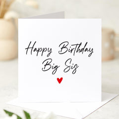 Birthday Card for Big Sister Minimalist Heart Design Happy Birthday Greeting For Big Sis