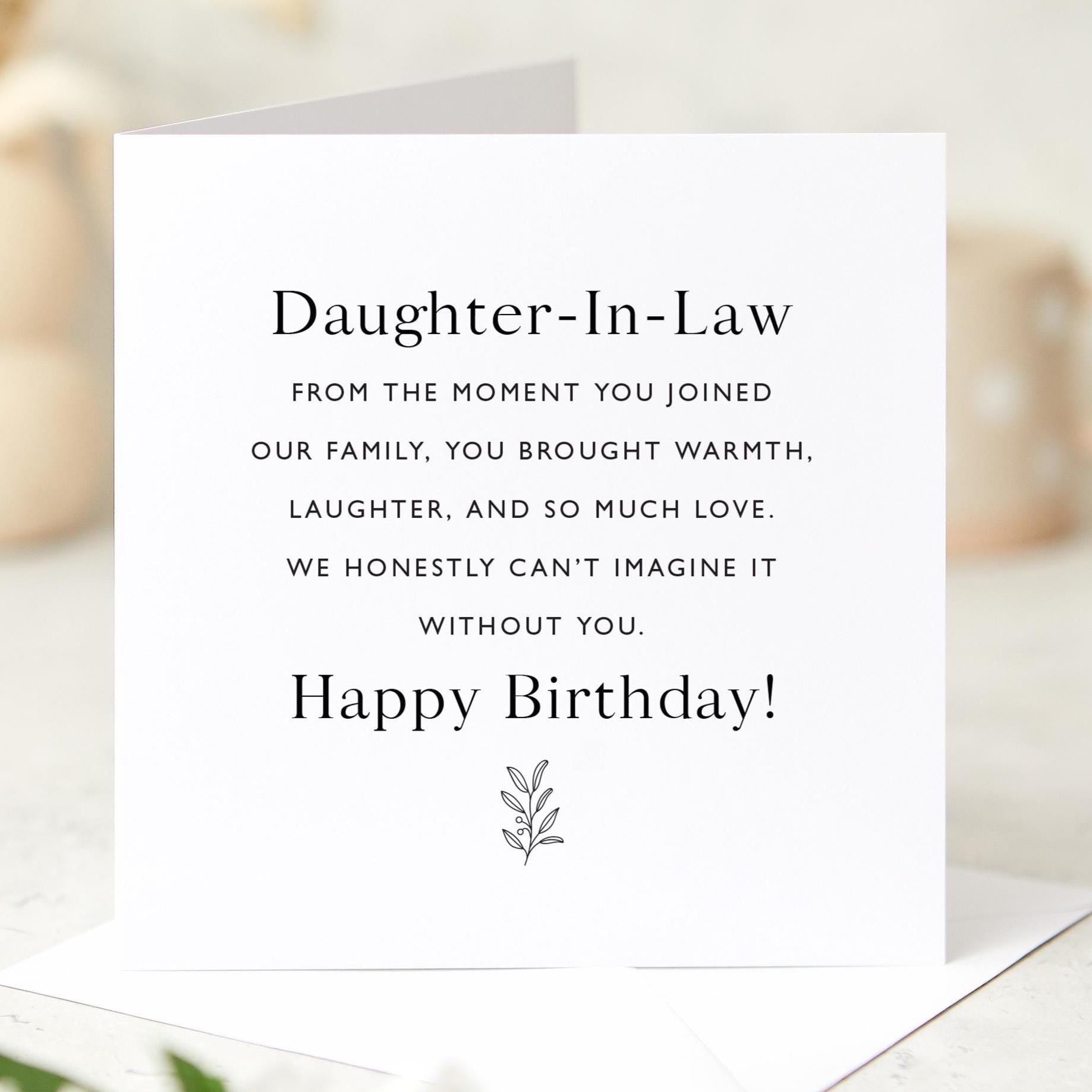Birthday Card for Daughter - in - Law Heartfelt Birthday Card with Minimal Style A Warm Message