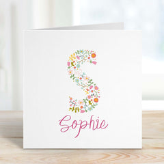 Birthday Card For Girls Card For Her Girl Kids Personalised With Name Friend Gift Card 6 7 8 9 10 11 12 13 14 15 16 Birthday With Flowers