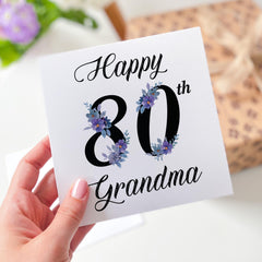 Birthday Card for Grandma Nanny Nanna Mummy Auntie Granny Elegant Floral Design Milestone Age Card for 60th 70th 80th 90th 100th Birthdays