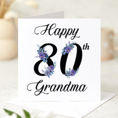 Birthday Card for Grandma Nanny Nanna Mummy Auntie Granny Elegant Floral Design Milestone Age Card for 60th 70th 80th 90th 100th Birthdays