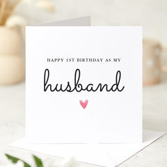 Birthday Card for Husband First Birthday as My Husband Newlywed Milestone Birthday Card Minimal Design Cute Gift from Wife