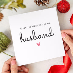 Birthday Card for Husband First Birthday as My Husband Newlywed Milestone Birthday Card Minimal Design Cute Gift from Wife