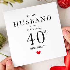 Birthday Card for Husband Milestone Age Card for 30th 40th 50th 60th Birthday Elegant Heart Design for Hubby Him from Wife
