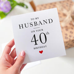Birthday Card for Husband Milestone Age Card for 30th 40th 50th 60th Birthday Elegant Heart Design for Hubby Him from Wife
