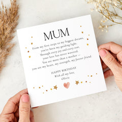 Birthday Card for Mum with Your Name Heartfelt Poem Keepsake Special Gift from Daughter Son to Celebrate Her Special Day Mummy's Birthday