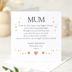 Birthday Card for Mum with Your Name Heartfelt Poem Keepsake Special Gift from Daughter Son to Celebrate Her Special Day Mummy's Birthday
