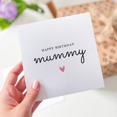 Birthday Card for Mummy Modern Minimalist Design with Heart Lovely Gift Card for Mama Mummy Mother