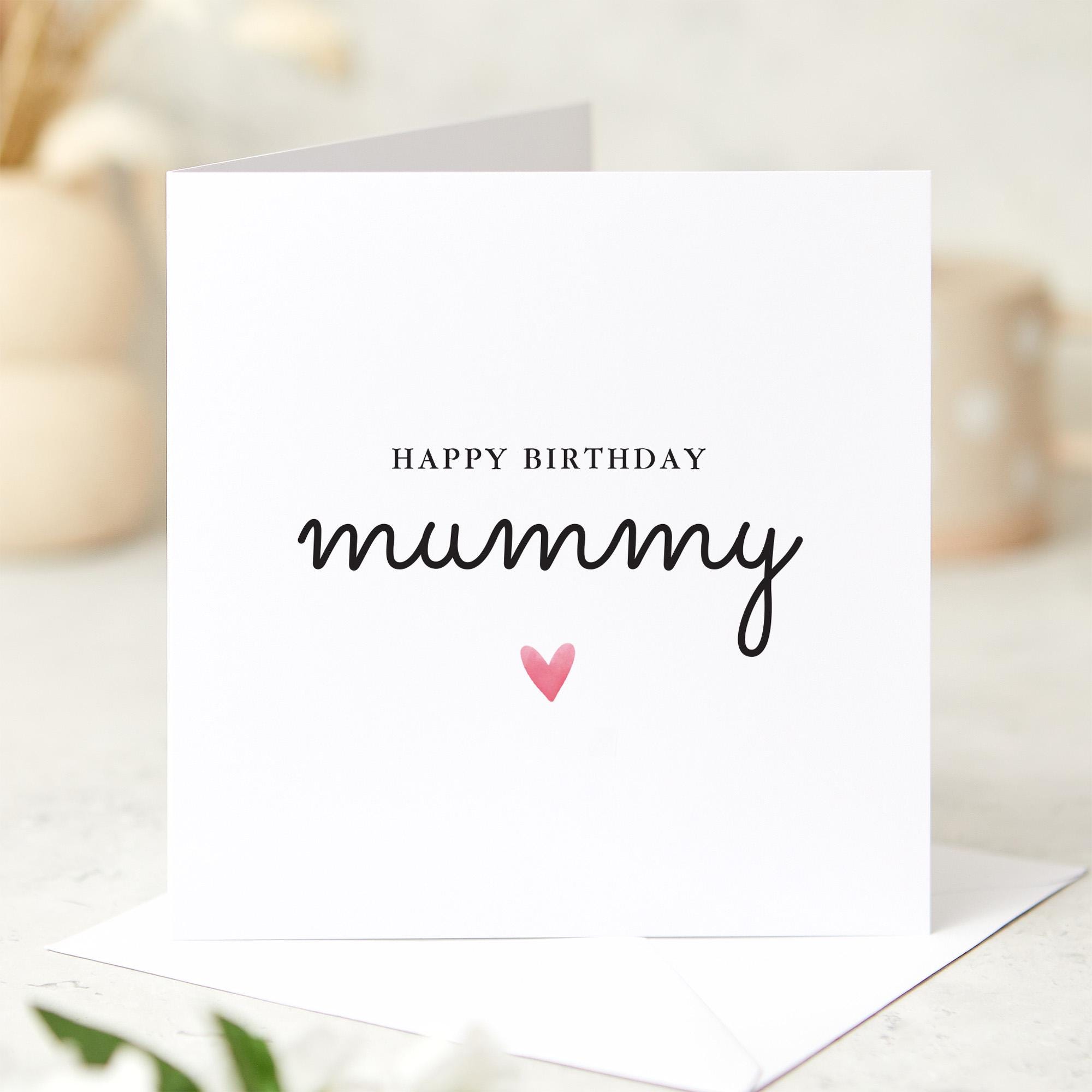 Birthday Card for Mummy Modern Minimalist Design with Heart Lovely Gift ...