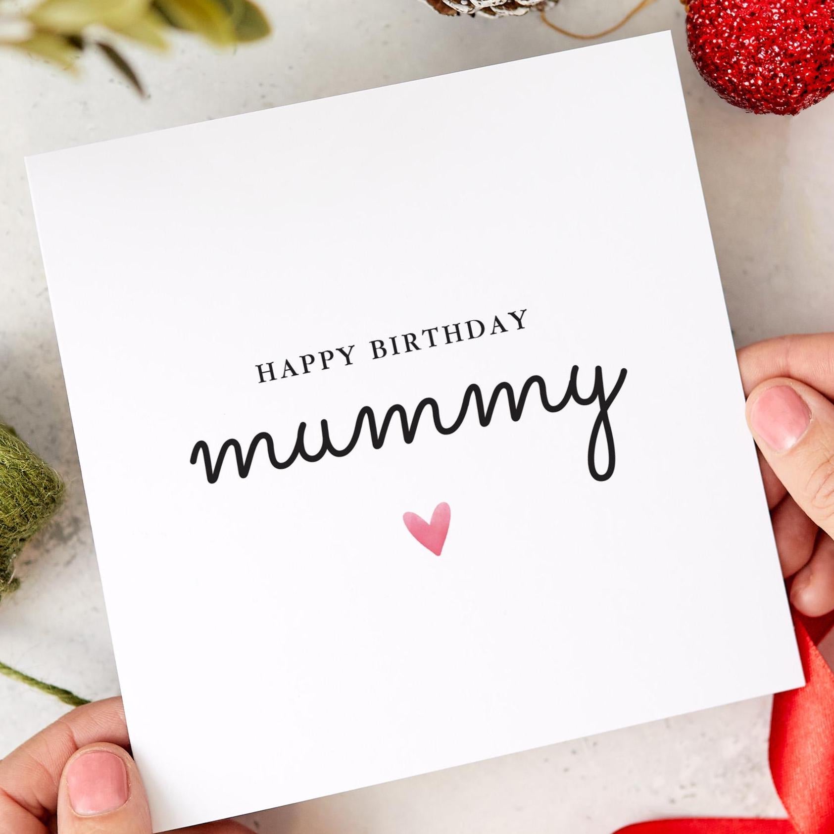 Birthday Card for Mummy Modern Minimalist Design with Heart Lovely Gift Card for Mama Mummy Mother