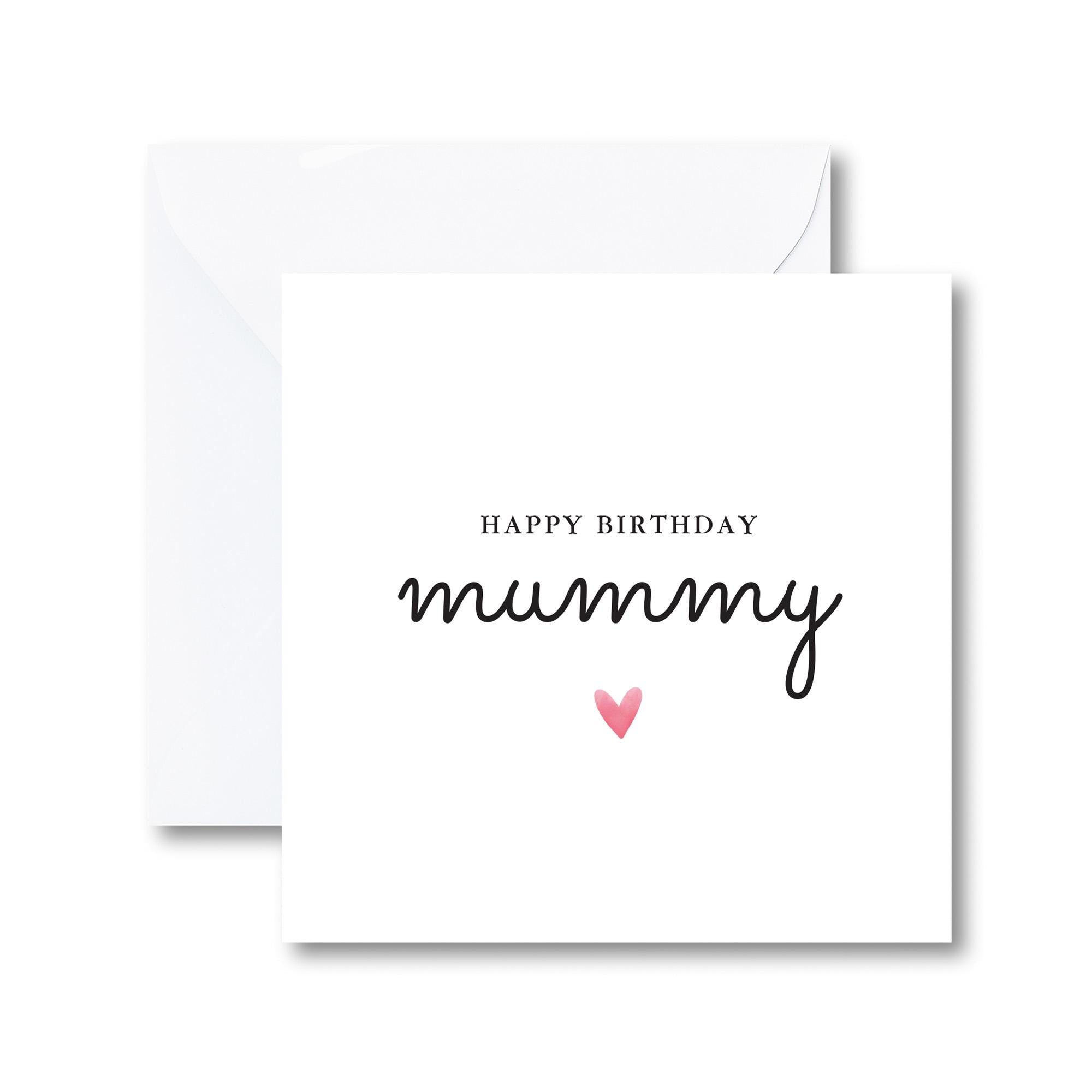 Birthday Card for Mummy Modern Minimalist Design with Heart Lovely Gift ...