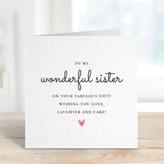 Birthday Card for Sister Fabulous Milestone Age Design Heartfelt Birthday Card for Her with Love and Laughter Wishes Funny Birthday Card