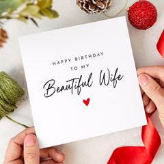 Birthday Card for Wife Elegant Happy Birthday Card for Her Romantic Minimal Heart Card for Your Beautiful Wifey from Husband gift card