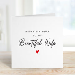 Birthday Card for Wife Elegant Happy Birthday Card for Her Romantic Minimal Heart Card for Your Beautiful Wifey from Husband gift card