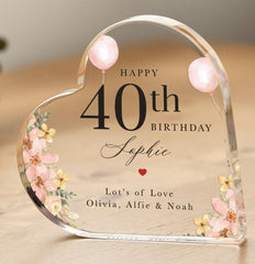 Birthday Gift with age and name for Her Personalised Custom Acrylic Heart Keepsake Present for Best Friend Auntie Sister 21st 30th 40th 50th