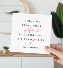 Boyfriend Birthday Card  Partner Birthday Card  Happy Birthday To My Boyfriend  Happy Birthday Card Being Your Girlfriend Is A Gift