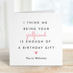 Boyfriend Birthday Card  Partner Birthday Card  Happy Birthday To My Boyfriend  Happy Birthday Card Being Your Girlfriend Is A Gift