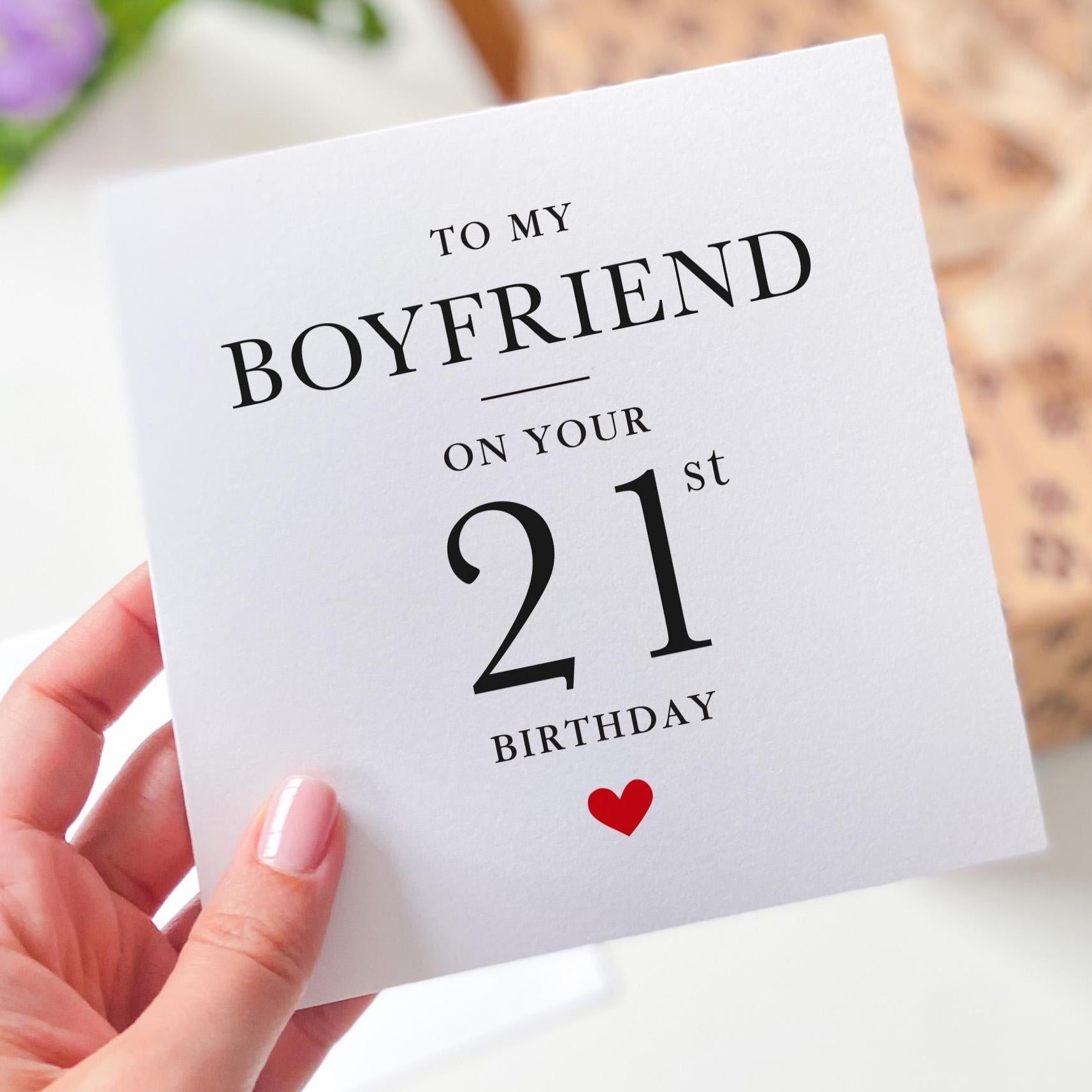 Boyfriend Birthday Card Personalised Milestone Age Card for Him from Girlfriend Romantic Love Heart Design 16th 18th 21st 30th 40th