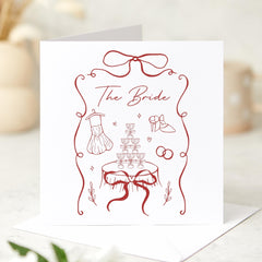 Bride Card Elegant Bridal Celebration Card Wedding - Themed Champagne Tower Illustration Bride to - be card
