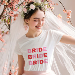 Bride T-shirt, Modern Colourful Bride Shirt, Honeymoon Top, Bachelorette Party, Engagement, Wedding Tee - Pomchick