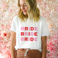 Bride T-shirt, Modern Colourful Bride Shirt, Honeymoon Top, Bachelorette Party, Engagement, Wedding Tee - Pomchick