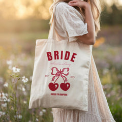 Bride Tote Bag Sweet as a Cherry Design Fun Hen Party Gift Idea Playful Beach Wedding Tote Bag for Bride to - Be 2025