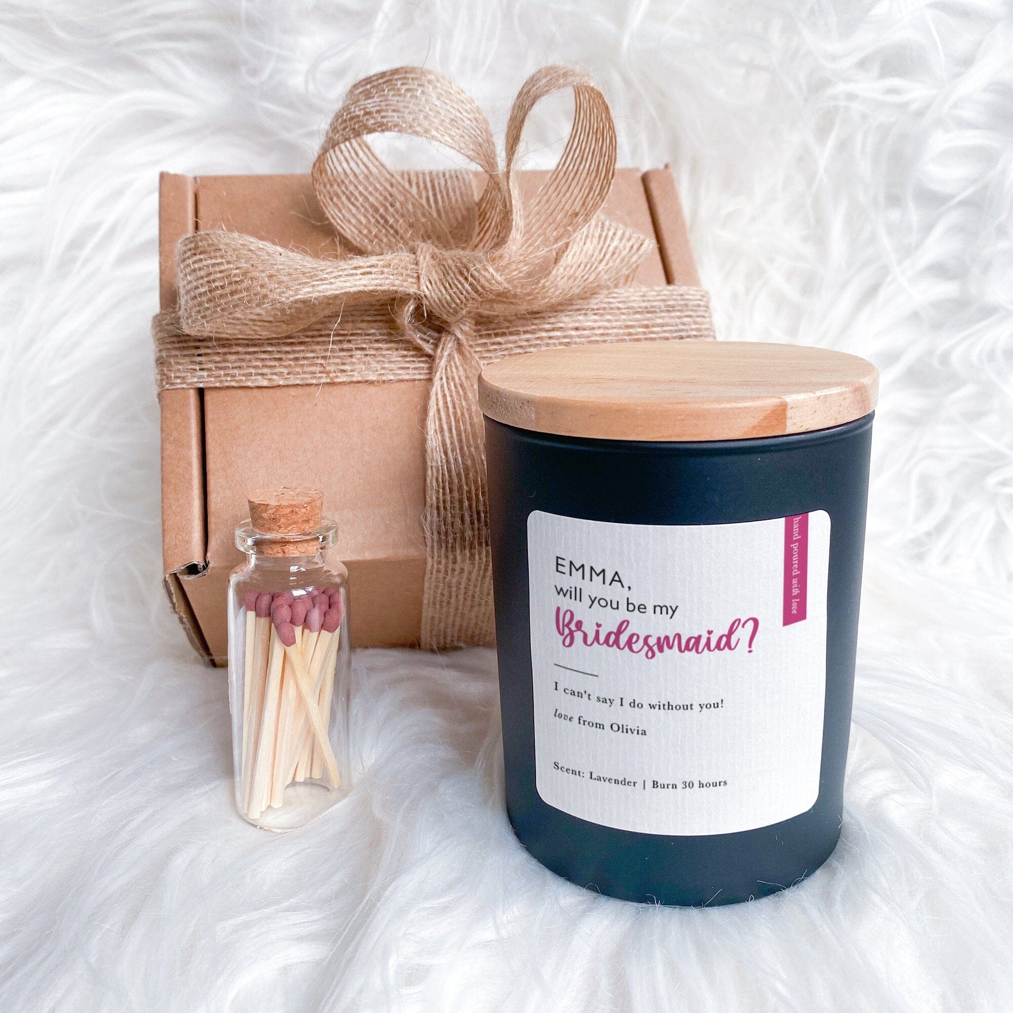 Happyinky Bridesmaid Proposal Candle Gift Set with Mini Matches