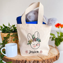 Bunny Design Easter Bag With Name Personalised Easter Gift For Boy Or Girl Bunny Egg Hunt Bags Baskets