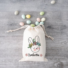 Bunny Easter Sack With Name Easter Bunny Rabbit Gift Egg Hunt Bags Girls Boys Treat Bag 1st Happy Easter Gift
