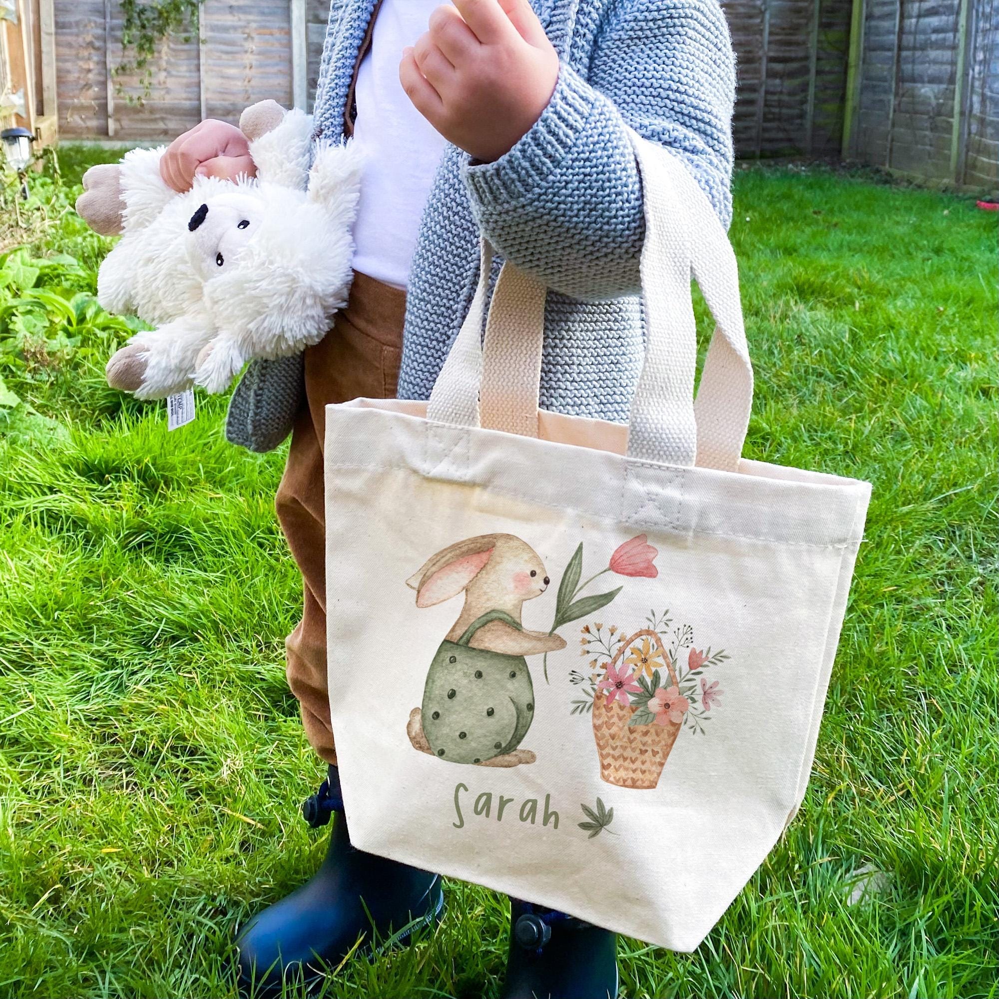 Bunny Tote Bag Gift for Nephew Niece Grandson Granddaughter Son Daughter Toddler Birthday Basket