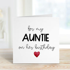 Card For Auntie Happy Birthday Card For Auntie's Birthday Greeting Cards Gift Card For My Auntie With Cute Red Heart Gift Card For Her