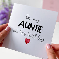 Card For Auntie Happy Birthday Card For Auntie's Birthday Greeting Cards Gift Card For My Auntie With Cute Red Heart Gift Card For Her