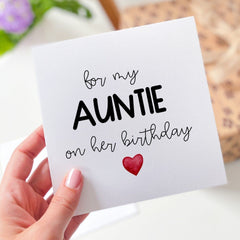 Card For Auntie Happy Birthday Card For Auntie's Birthday Greeting Cards Gift Card For My Auntie With Cute Red Heart Gift Card For Her