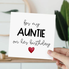 Card For Auntie Happy Birthday Card For Auntie's Birthday Greeting Cards Gift Card For My Auntie With Cute Red Heart Gift Card For Her