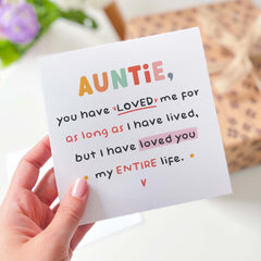 Card For Auntie I Have Loved You My Entire Life Aunt Birthday Card Personalised Auntie Gift Card Special Auntie From Nephew Niece Auntie's