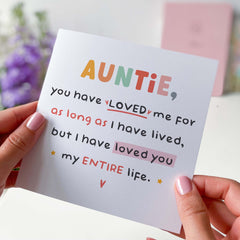 Card For Auntie I Have Loved You My Entire Life Aunt Birthday Card Personalised Auntie Gift Card Special Auntie From Nephew Niece Auntie's