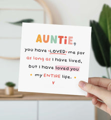 Card For Auntie I Have Loved You My Entire Life Aunt Birthday Card Personalised Auntie Gift Card Special Auntie From Nephew Niece Auntie's