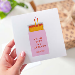 Card For Boyfriend Girlfriend Husband Wife I'M So Glad We Matched Personalised Cute Valentine's Day Anniversary Card Couple's Name Her Him