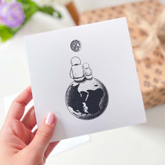 Card For Dad Father's Day Dad's Birthday Gift Card I Love You To The Moon And Back Daddy Card Dad Son Daughter