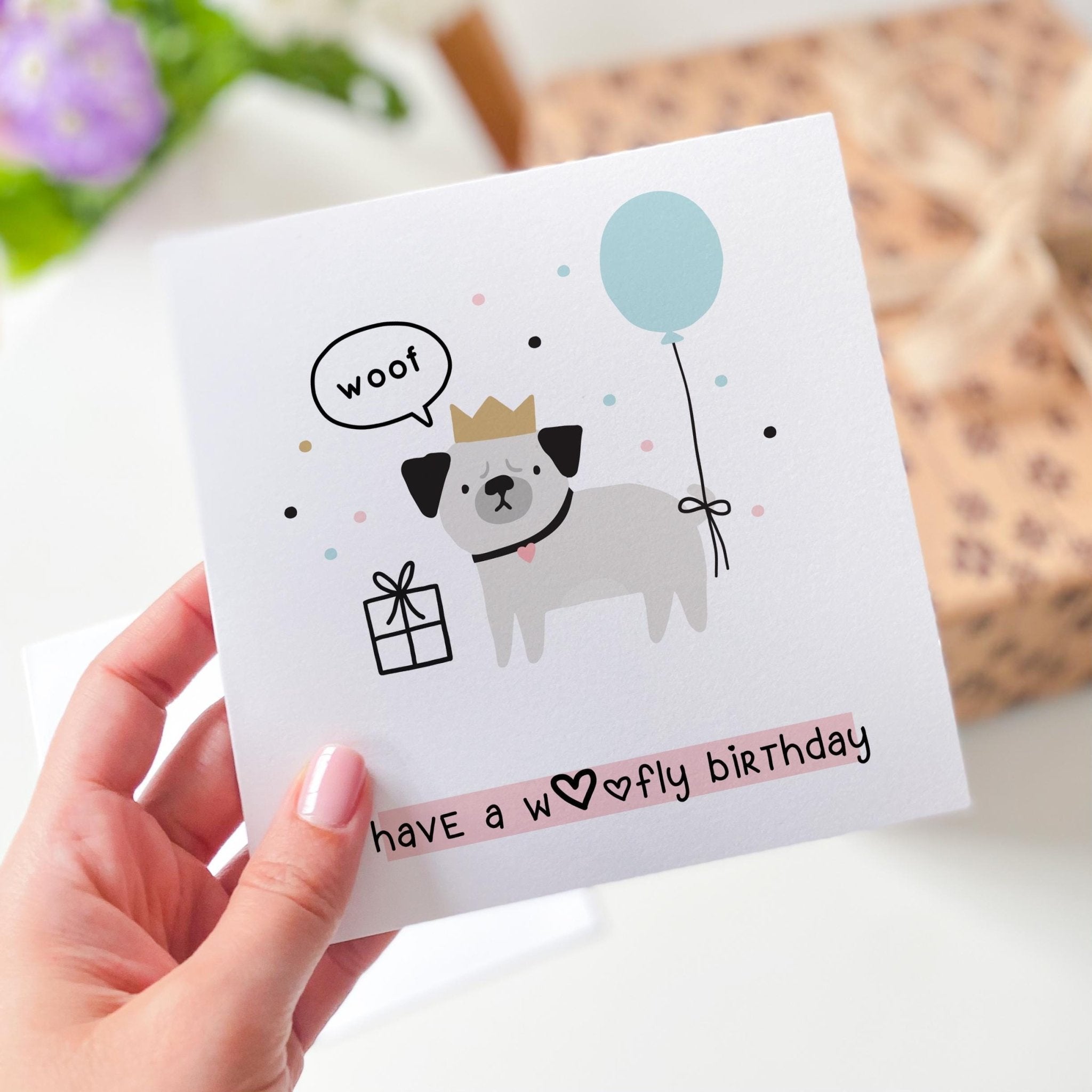 Card For Dog Birthday With A Dog Woof Have A Woofly Birthday Vet Gift Card For Friend Funny Thinking Of You Card For Pet Dog Owner