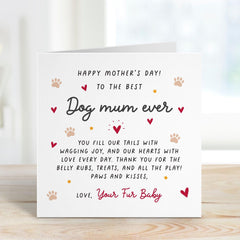 Card for Dog Mum Personalised Mother's Day Card Cute Pet Mum Gift from Fur Baby Dog Lover Mothers Day Present Custom Dog Owner Card From Dog