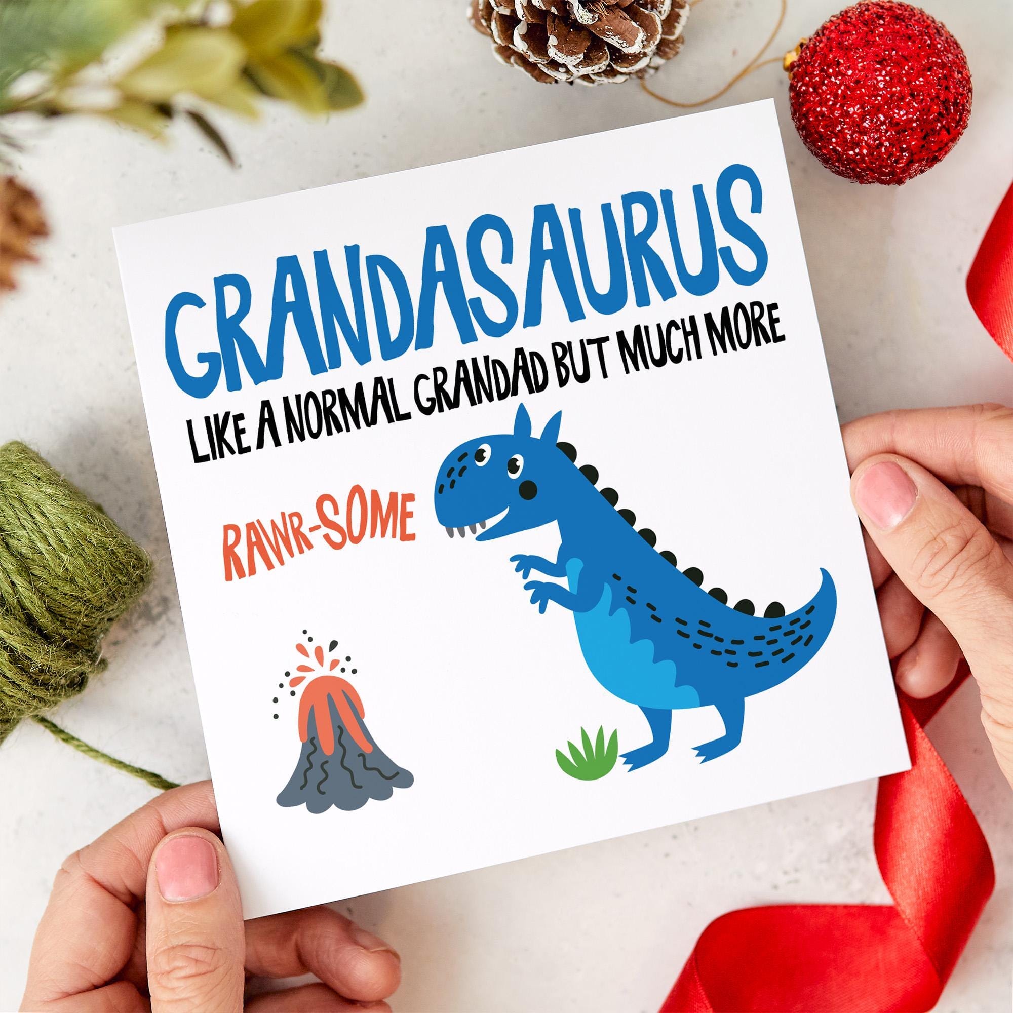 Card for Grandad Funny Dinosaur Father's Day Card for Grandad Cute Rawrsome Grandpa Birthday Card from Grandkids Gift Grandad's Birthday